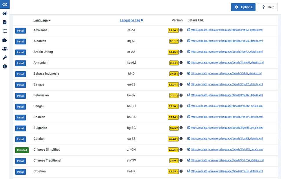 joomla language