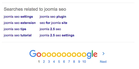 Joomla seo 关键词搜索优化结果